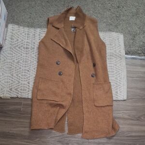 Women's Brown Sleeveless Cardigian